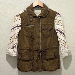 Free People 1970 Not Your Brothers Surplus Utility Jacket Linen Sleeve, size XS